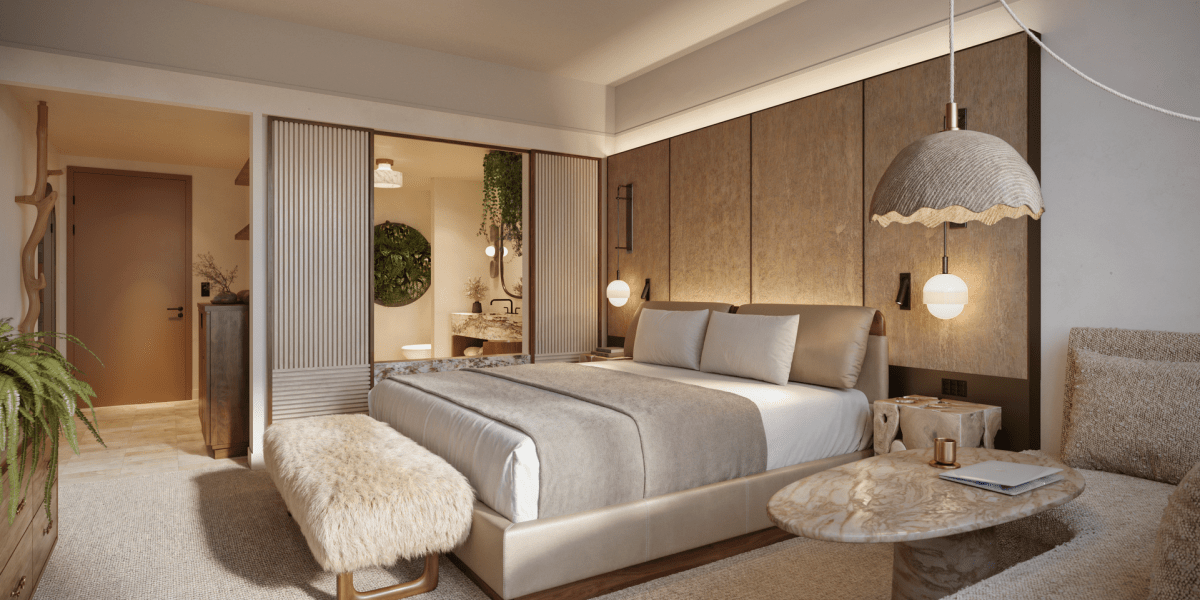 Rendering of 1 Hotel Seattle king guestroom