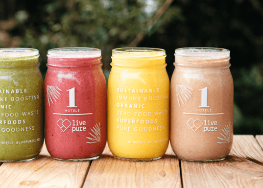 A row of colorful smoothies